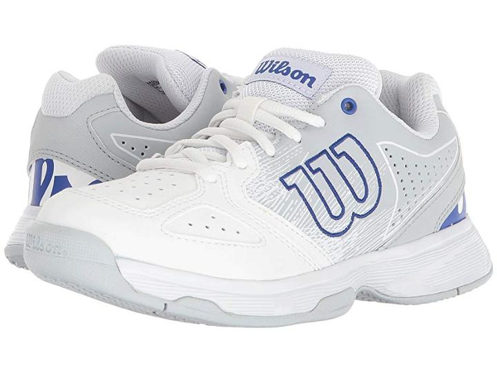 Wilson Kids Stroke Jr Tennis (little Kid/big Kid) (white/pearl Blue/dazzling Blue) Boys Shoes