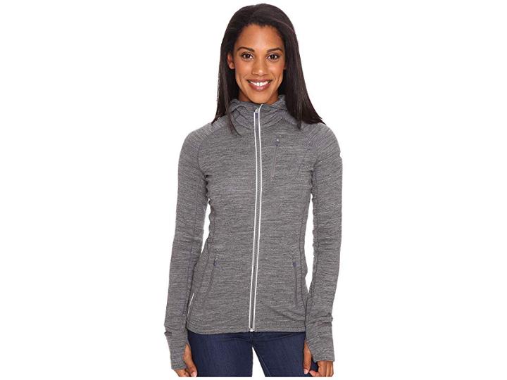 Icebreaker Quantum Mid-weight Merino Long Sleeve Zip Hood (gritstone Heather/gritstone Heather/gritstone Heather) Women's Long Sleeve Pullover