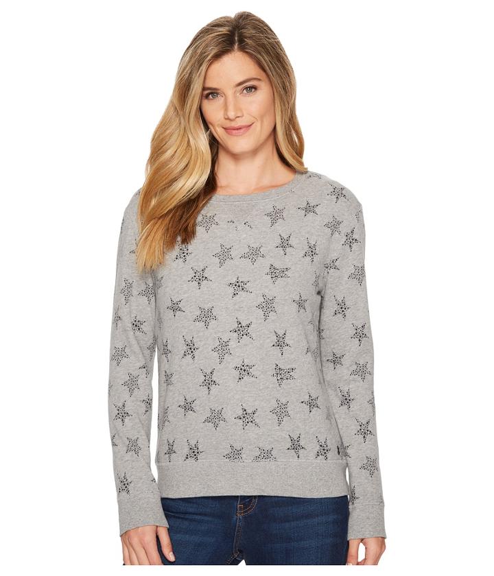 Life Is Good All Over Stars Crew Sweatshirt (heather Gray) Women's Fleece