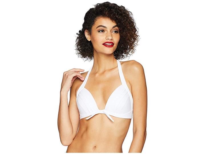 Unique Vintage Monroe Top (solid White) Women's Swimwear