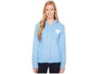 Life Is Good Print Pattern Heart Hooded Sweatshirt (powder Blue) Women's Fleece