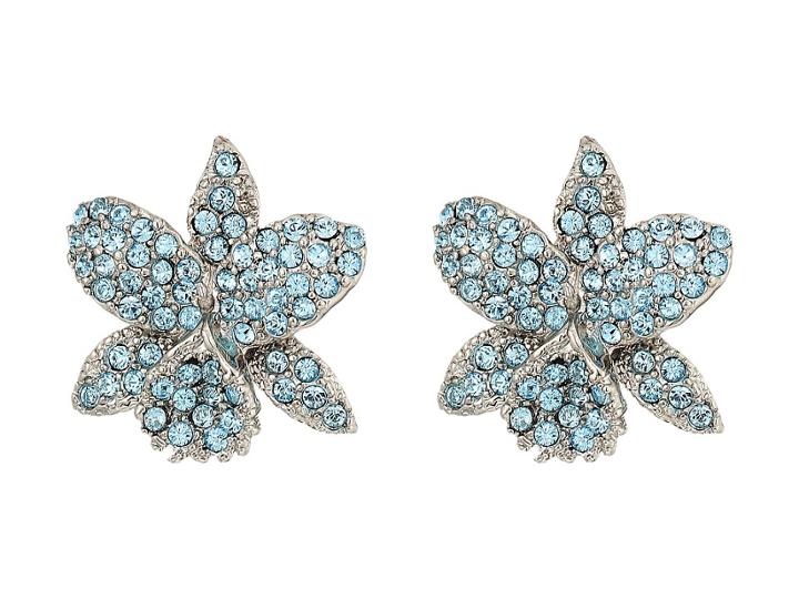Nina Pave Small Orchid Earrings (palladium/aquamarine Swarovski) Earring