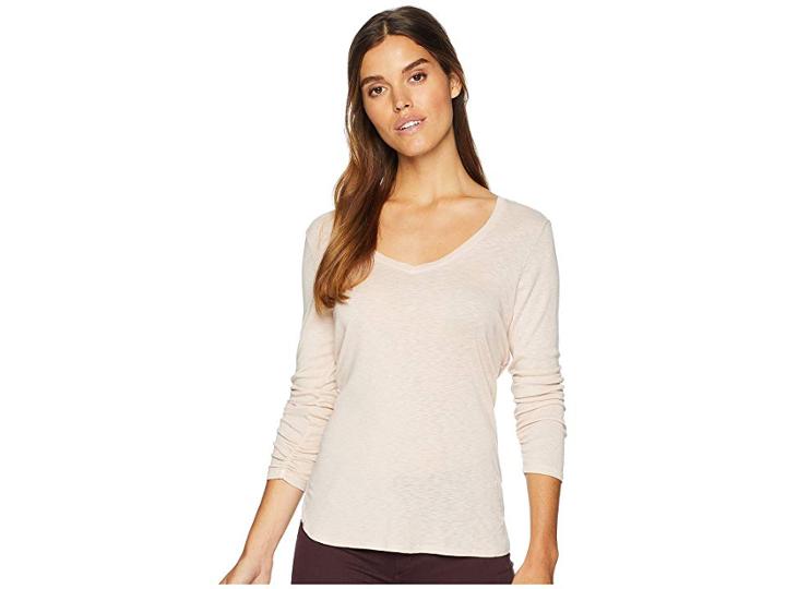 Michael Stars 1x1 Slub 3/4 Sleeve V-neck Top (whisper) Women's Clothing