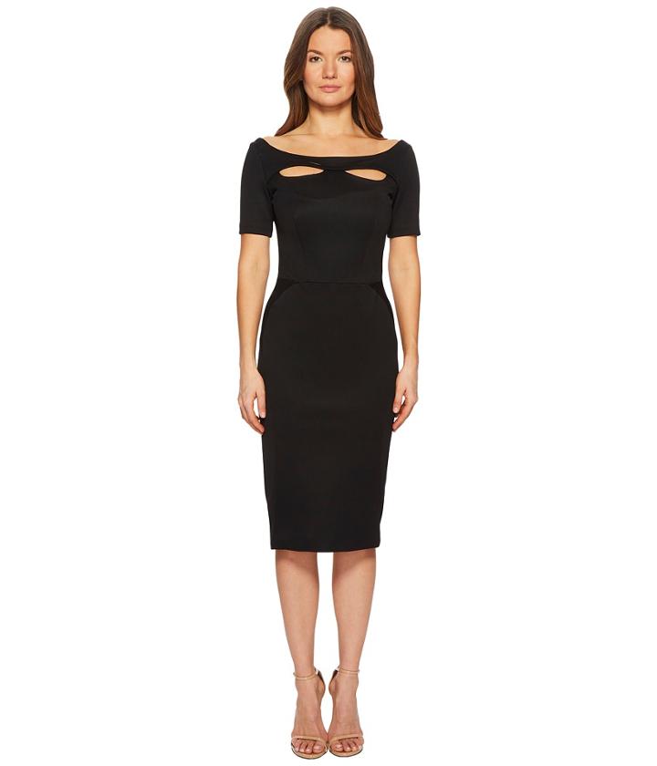 Zac Posen Bondage Jersey Short Sleeve Boat Neck Dress (black) Women's Dress
