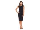 Maggy London Solid Crepe Sheath With Front Cascade Ruffle (black) Women's Dress
