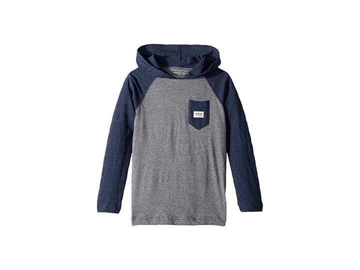 Quiksilver Kids Michi Hooded Long Sleeve (big Kids) (medieval Blue Heather) Boy's Long Sleeve Pullover