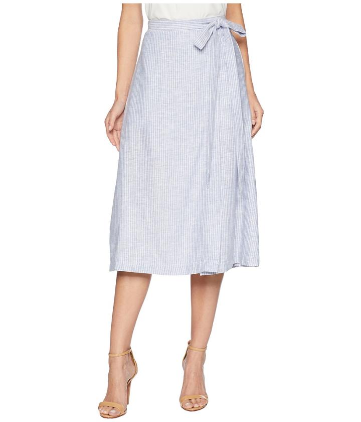 Bcbgeneration Midi Wrap Skirt (blue Combo) Women's Skirt