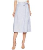 Bcbgeneration Midi Wrap Skirt (blue Combo) Women's Skirt
