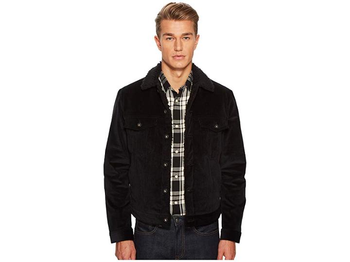 Naked & Famous Stretch Corduroy Sherpa Jacket (black) Men's Coat