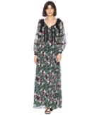 Juicy Couture Secret Garden Floral Maxi Dress (pitch Black Secret Garden) Women's Dress