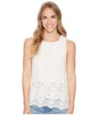 Dylan By True Grit Feminine Fringed Crochet Sleeveless Top With Lining (great White) Women's Sleeveless