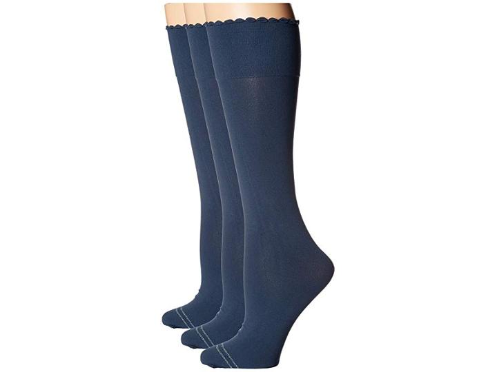Hue Graduated Compression Opaque Knee High Socks 3-pair Pack (slate Blue) Women's Knee High Socks Shoes