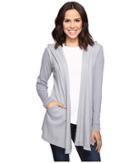 Allen Allen Long Sleeve Hooded Open Cardigan (pale Grey) Women's Sweater