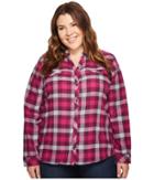 Columbia Plus Size Simply Puttm Ii Flannel Shirt (dark Raspberry Check) Women's Long Sleeve Button Up