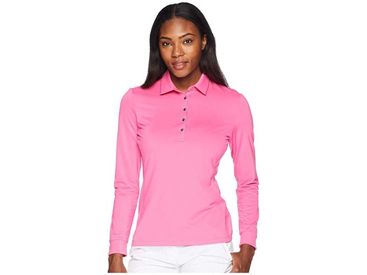 Puma Golf Long Sleeve Polo (carmine Rose) Women's Long Sleeve Pullover