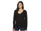 Three Dots Eco Knit Long Sleeve V-neck W/ Side Slits (black) Women's Long Sleeve Pullover