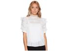 Rebecca Taylor Short Sleeve Silk With Lace Top (antique White) Women's Clothing