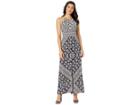 London Times Woodblock Bandana Morris Maxi (navy/taupe) Women's Dress