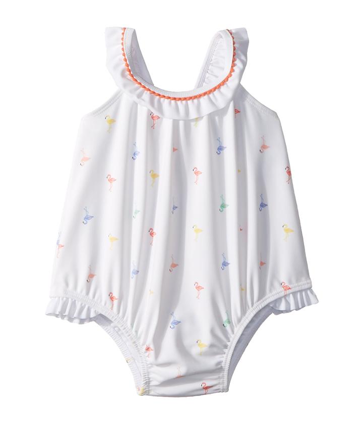 Janie And Jack Flutter Sleeve Ruffle One-piece Swimsuit (infant) (multi Flamingo) Girl's Swimsuits One Piece
