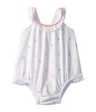 Janie And Jack Flutter Sleeve Ruffle One-piece Swimsuit (infant) (multi Flamingo) Girl's Swimsuits One Piece