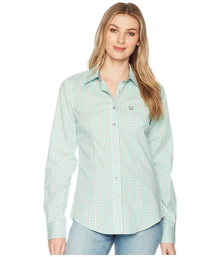 Cinch Cotton Plain Weave Plaid (mint) Women's Clothing