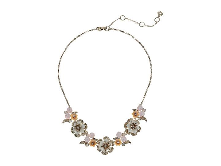 Marchesa Force Of Nature 16 In Front Flower Necklace (gold/white) Necklace