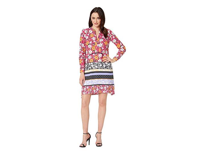 Taylor Long Sleeve Floral Print Shirtdress (pink) Women's Dress