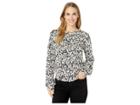 Lucky Brand Pintuck Button Up Top (black Multi) Women's Long Sleeve Button Up