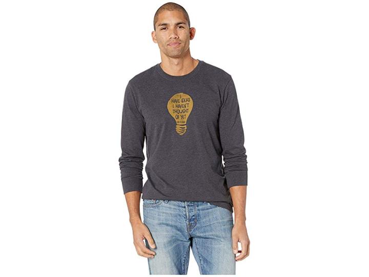 Life Is Good I Have Ideas Crusher Long Sleeve T-shirt (heather Night Black) Men's T Shirt