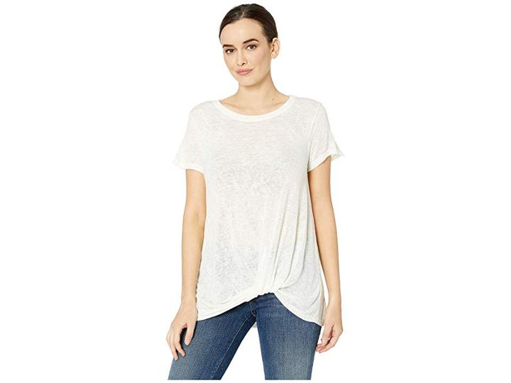 Bobeau Slub Twist Knot Tee (ivory) Women's Blouse