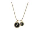 Steve Madden Thunder Pendants Ball Chain Necklace (yellow Gold-tone/black) Necklace