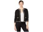 Anne Klein Tipped Cropped Cardigan (anne Black/anne White) Women's Clothing