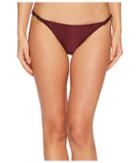 Kate Spade New York Crescent Bay #74 Shirred Bikini Bottom W/ Bow Hardware (deep Cherry) Women's Swimwear