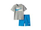 Nike Kids Just Do It Short Sleeve T-shirt And Shorts Set (toddler) (photo Blue) Boy's Active Sets