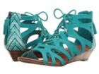 Minnetonka Merida Iii (turquoise Suede/turquoise Kasbah Fabric) Women's Sandals