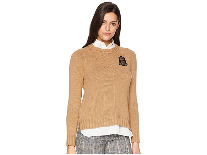 Lauren Ralph Lauren Bullion-patch Layered Shirt (classic Camel) Women's Clothing