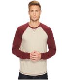 Lucky Brand Saturday Stretch Color Block Tee (burgundy Sleeve/oatmeal Body) Men's T Shirt