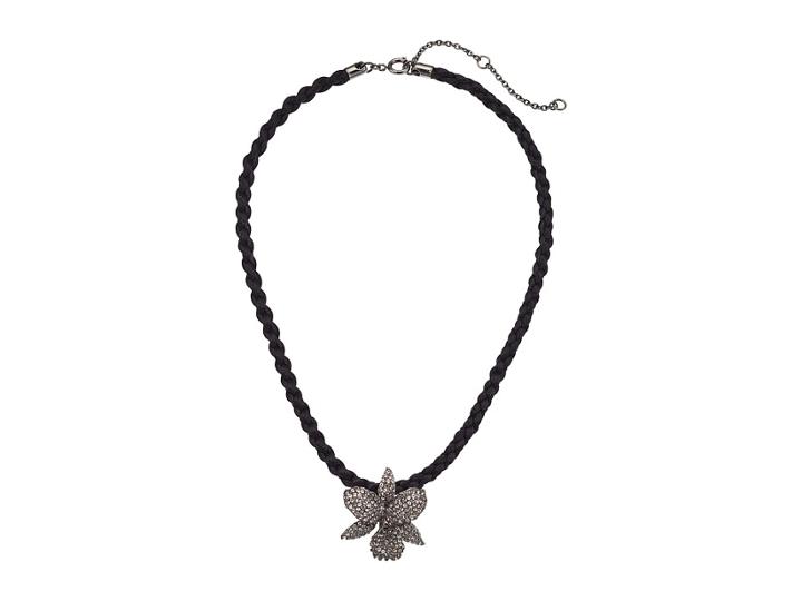 Nina Large Orchid Pave Necklace (black Rhodium/black Cord) Necklace