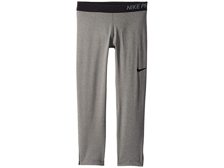 Nike Kids Pro Capri (little Kids/big Kids) (carbon Heather/black/black/black) Girl's Capri
