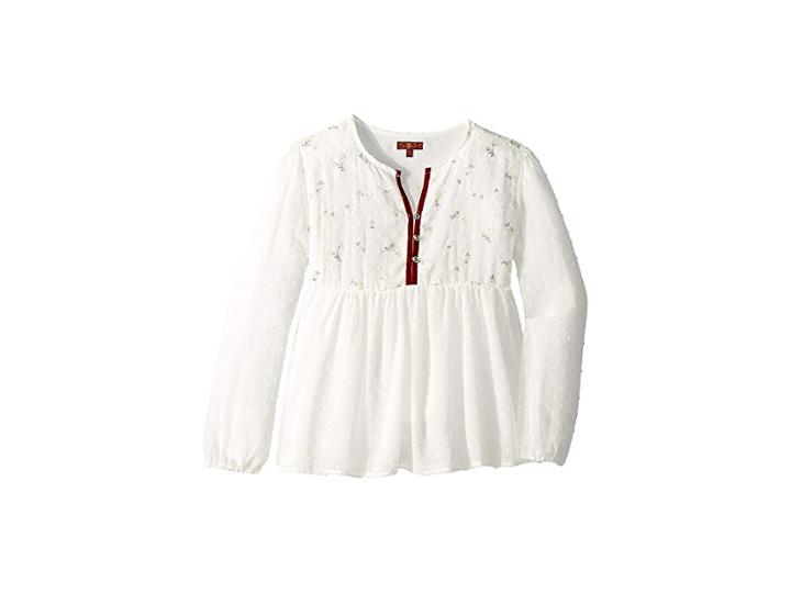 7 For All Mankind Kids Dot Jacquard Fashion Pullover Top (big Kids) (marshmellow) Girl's Clothing