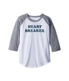 Chaser Kids Vintage Jersey Heart Breaker Raglan Tee (little Kids/big Kids) (white/streaky Gray) Boy's T Shirt