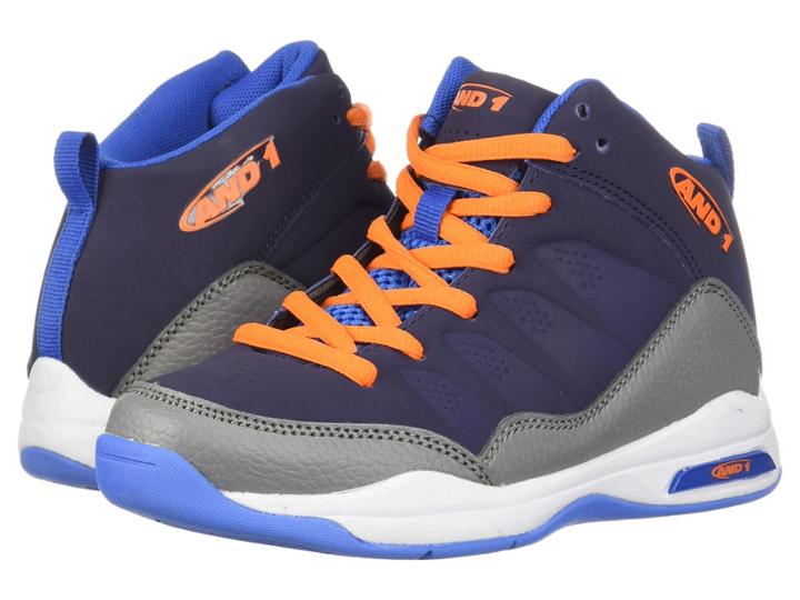 And1 Kids Breakout (little Kid/big Kid) (black Iris/alloy/shocking Orange) Boys Shoes