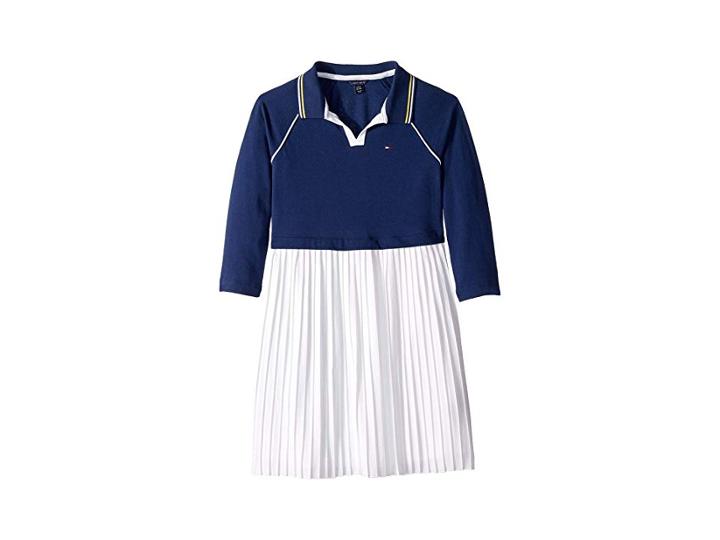 Tommy Hilfiger Kids Pleated Polo Dress (big Kids) (flag Blue) Girl's Dress