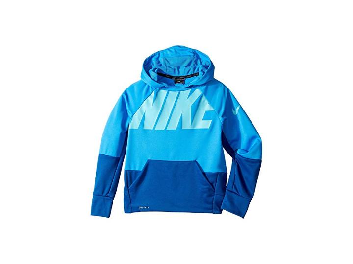 Nike Kids Therma Pullover Training Hoodie (little Kids/big Kids) (light Photo Blue/gym Blue) Boy's Sweatshirt