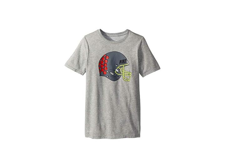 Nike Kids Dry Helmet Stickers Tee (little Kids/big Kids) (dark Grey Heather) Boy's T Shirt