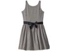 Polo Ralph Lauren Kids Glen Plaid Cotton Dress (big Kids) (black/cream) Girl's Dress