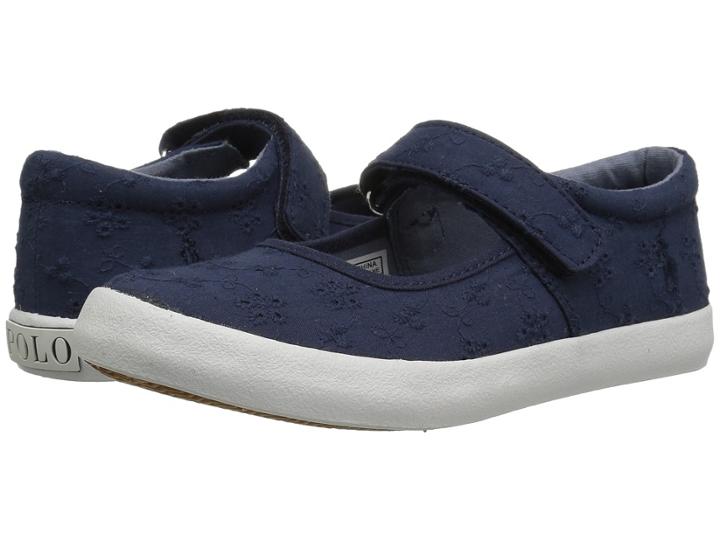 Polo Ralph Lauren Kids Pippa (little Kid) (navy Eyelet/navy Pony Player) Girl's Shoes