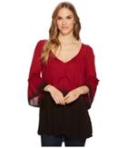 Rock And Roll Cowgirl 3/4 Bell Sleeve B4-4320 (red) Women's Clothing