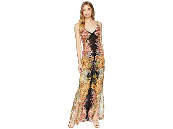 Free People Wildflower Printed Slip (black Combo) Women's Dress