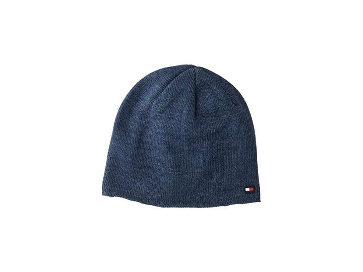 Tommy Hilfiger Fine Gauge Marled Fleece Lined Hat (indigo) Caps